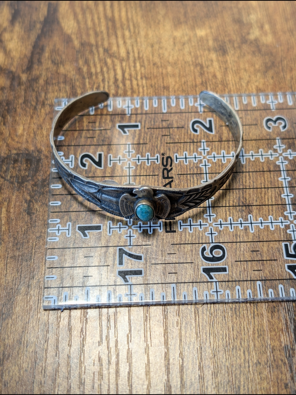 Vintage 1930s Maisels Sterling Silver Turquoise Thunderbird Fred Harvey Era Cuff - Picture 10 of 11